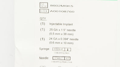 Merz 8602M0K5 Prolaryn Injectable Implant 1.0cc Gel, Ndle 25GA x 1.5inch